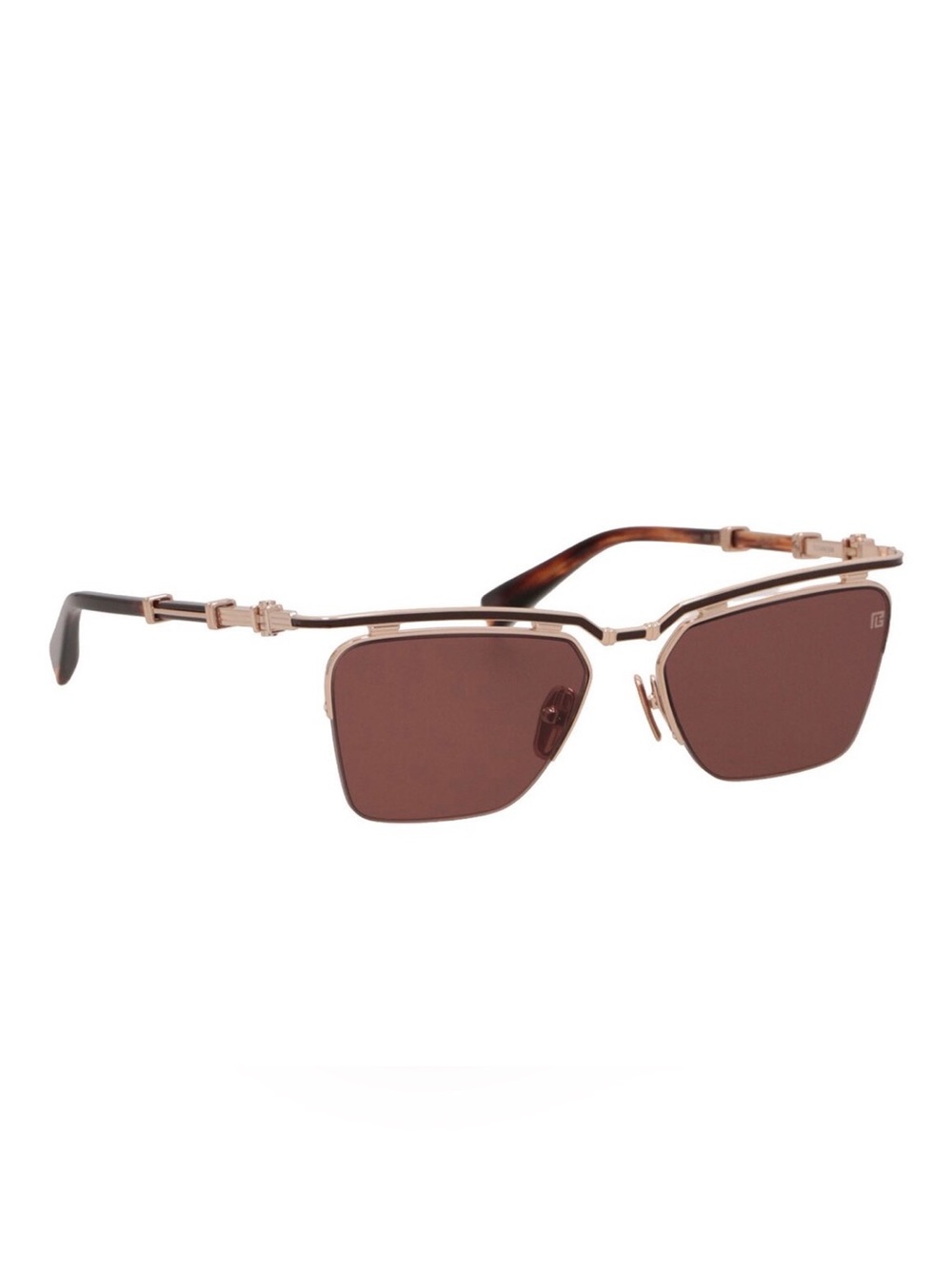 Balmain: Unisex 57mm Triomphe Gold Sunglasses